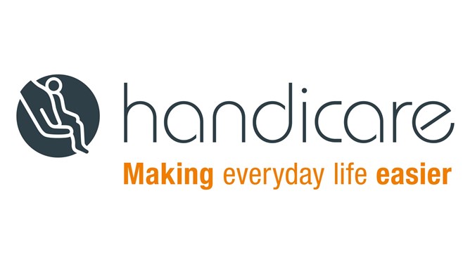 Handicare Logo with by Savaria and registered trademark symbol